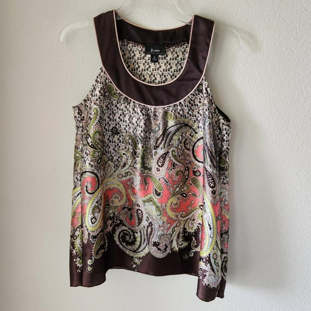 BYER CALIFORNIA Vintage paisley pink and brown top Sz M y2k boho cottage core